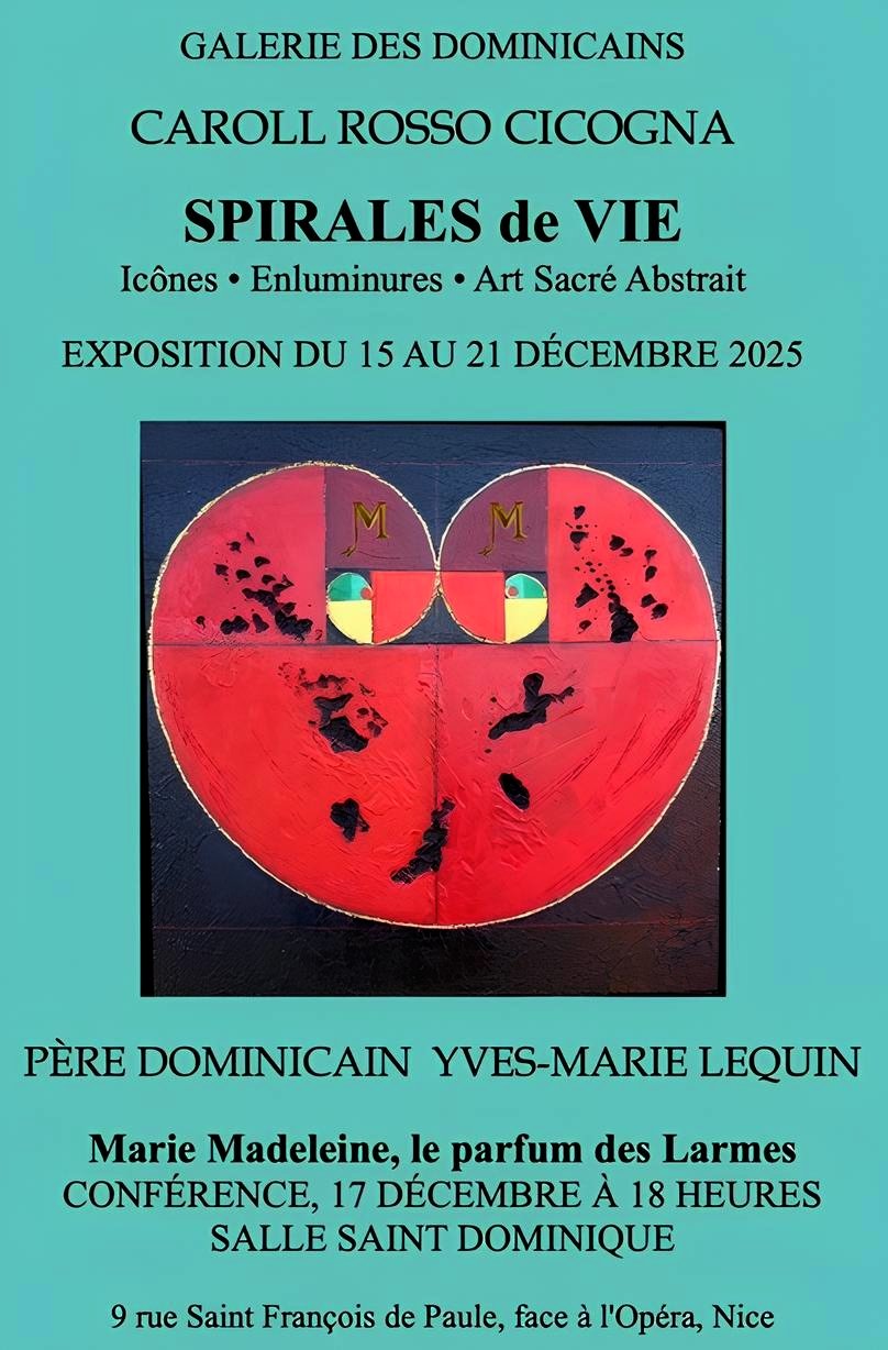 Exposition "Spirales de vie" de Caroll Rosso Cicogna, et conférence "Marie-Madeleine, le parfum des larmes" de Yves-Marie Lequin