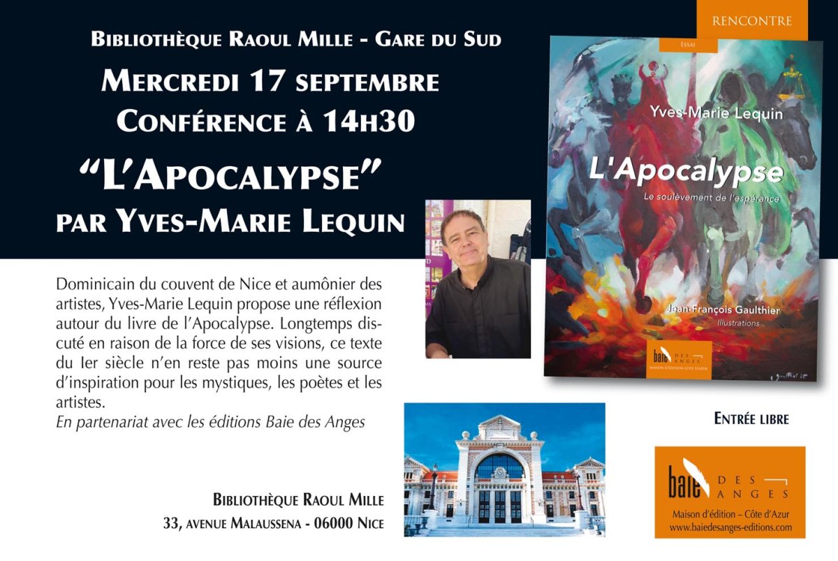 Conférence "L'Apocalypse" à la Bibliothèque Raoul Mille, mercredi 17 septembre 